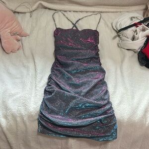 Purple Sparkly Windsor Mini Homecoming Dress